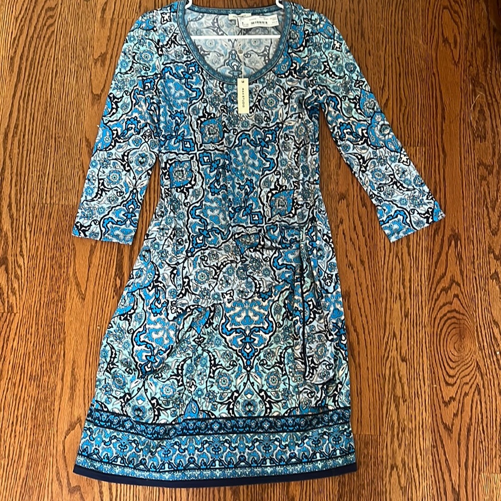 Max Studio Blue and Black Patterned Dress